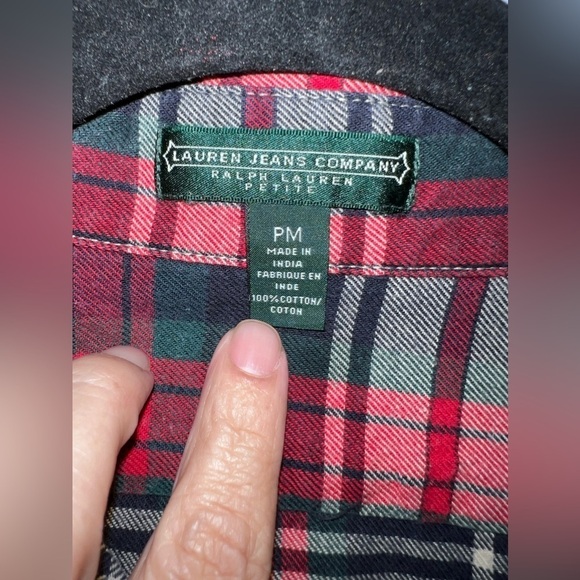 LAUREN JEANS COMPANY Ralph Lauren Plaid Long Rolltab Sleeve Button Shirt Sz PM - Picture 4 of 7